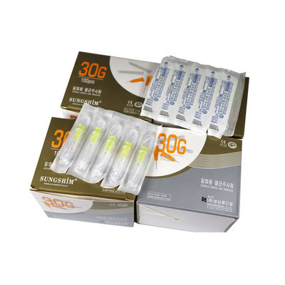 30G Meso Needle ความยาว 4 มม 304 สแตนเลส 100pcs / กล่องสําหรับผิวหนัง Filler