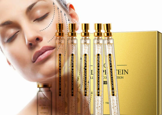 สายคอลลาเจนทอง การบํารุงผิวหน้า การกระชับการยกเซรั่ม 24K สายโปรตีนทอง