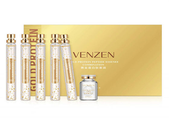 สายคอลลาเจนทอง การบํารุงผิวหน้า การกระชับการยกเซรั่ม 24K สายโปรตีนทอง
